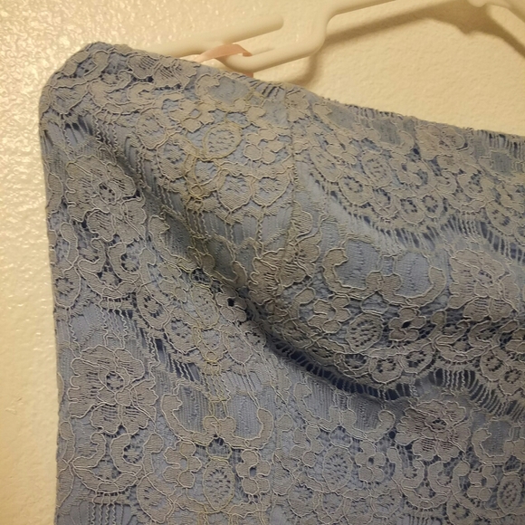 👗 Forever 21 Blue Strapless Floral Lace Dress Size Large - Picture 3 of 14